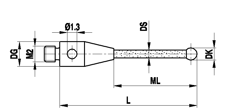 M2 рубиновый шарик Ø5 мм, керамический стержень, L 22.5 мм, ML 16.5 мм, для систем ZEISS A-5555-0279